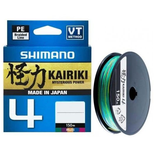 Плетёный шнур Разноцветный Shimano Kairiki 4 PE Line 150m 0.06mm 2,7kg Multi Colour для спиннинга донки #1