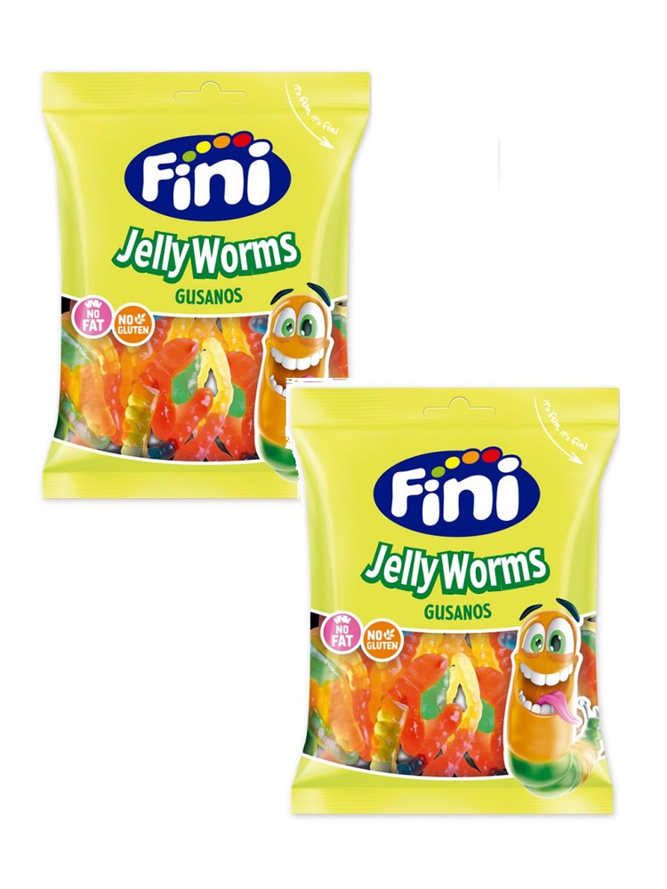 Жевательный мармелад Fini Jelly Worms червячки прозрачные, 90г x 2шт  #1