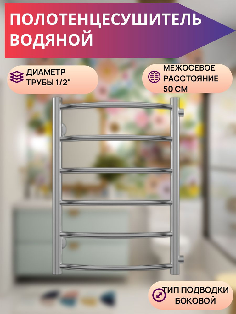 Полотенцесушитель Водяной equation 500мм 600мм форма Лесенка - купить ...