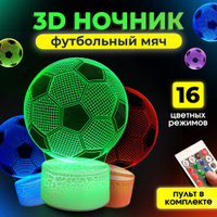 Настенный 3D светильник футбольный мяч (3D ночник футбол)