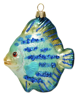 Стеклянная елочная игрушка Золотая рыбка 15 см, подвеска