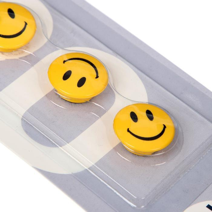 Магниты для досок "Смайлики" 20 мм, 6 штук, желтые - купить с доставкой ...