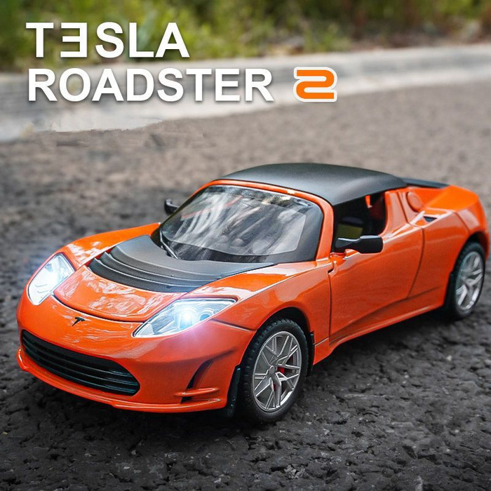 Машинка металлическая Tesla Roadster 1:24, Коллекционная модель машины ...