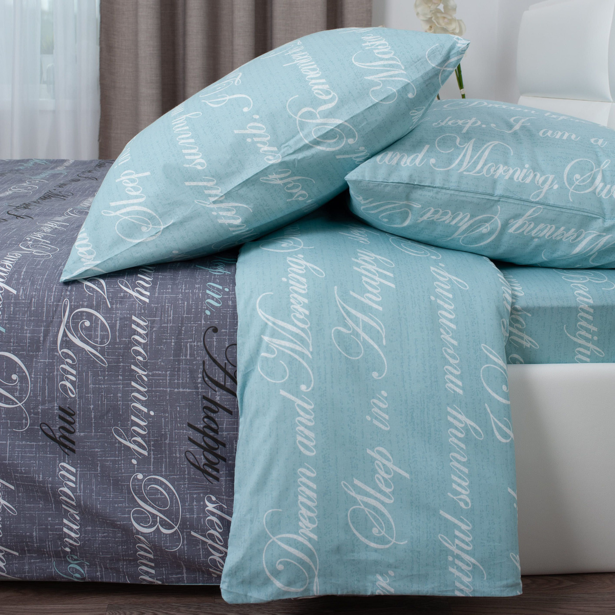 Постельное белье семейное поплин MILANIKA Письмо