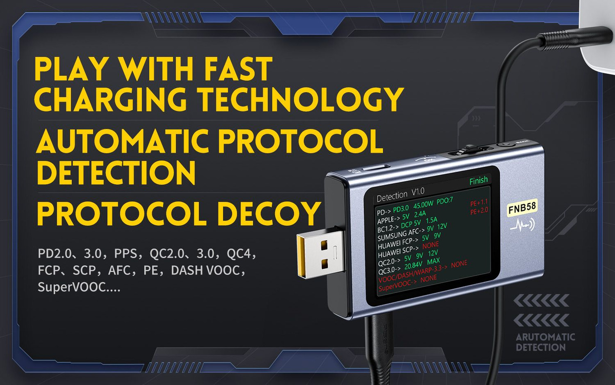 FNIRSI-FNB58 Тестер USB-вольтметра (версия Bluetooth), обнаружение ...