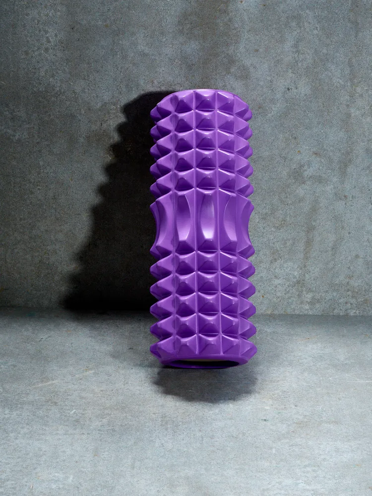 Ролик массажный для фитнеса и йоги сдвоенный LVP фиолетовый, 33 см (спортивный валик)  #3