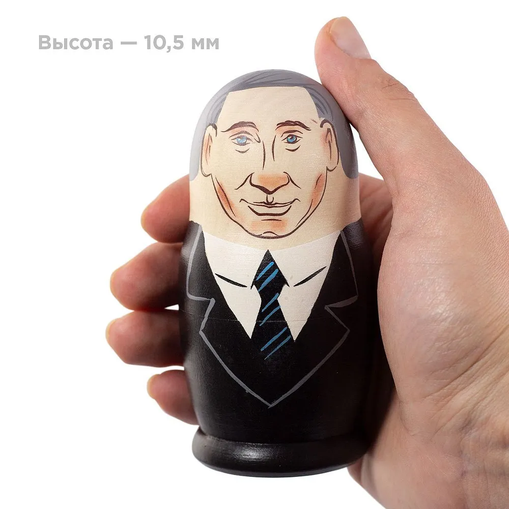 Матрешка деревянная авторская Путин 5 мест 10,5 см, вариант, фото 5