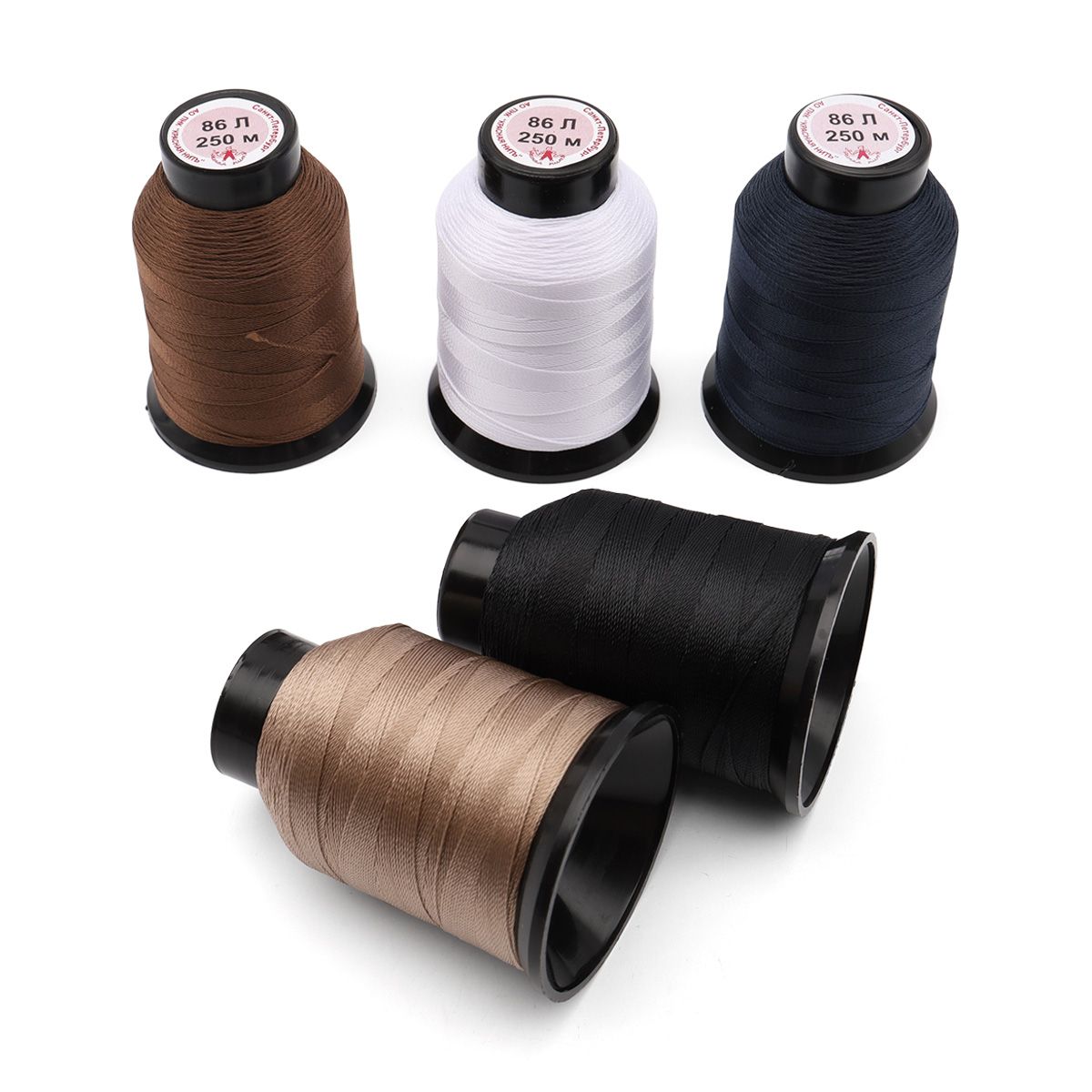 Ниткидляшитья,особопрочные,86Л,250м,ассорти,5шт,Краснаянить