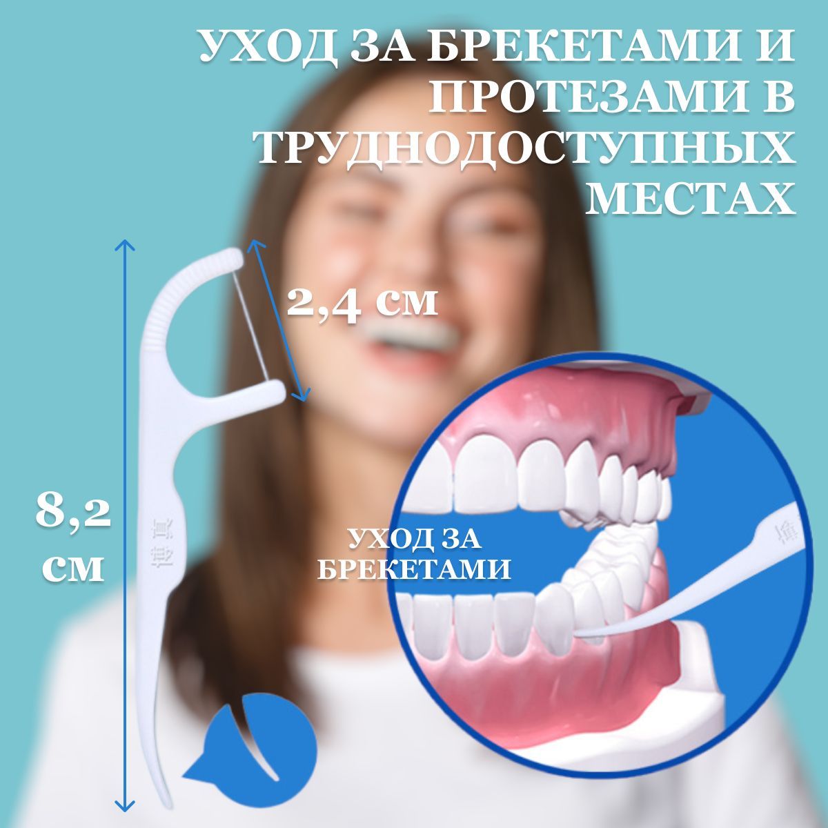 Зубочистки пластиковые с нитью 100 штук, Флоссеры, ZIP пакет. - купить ...