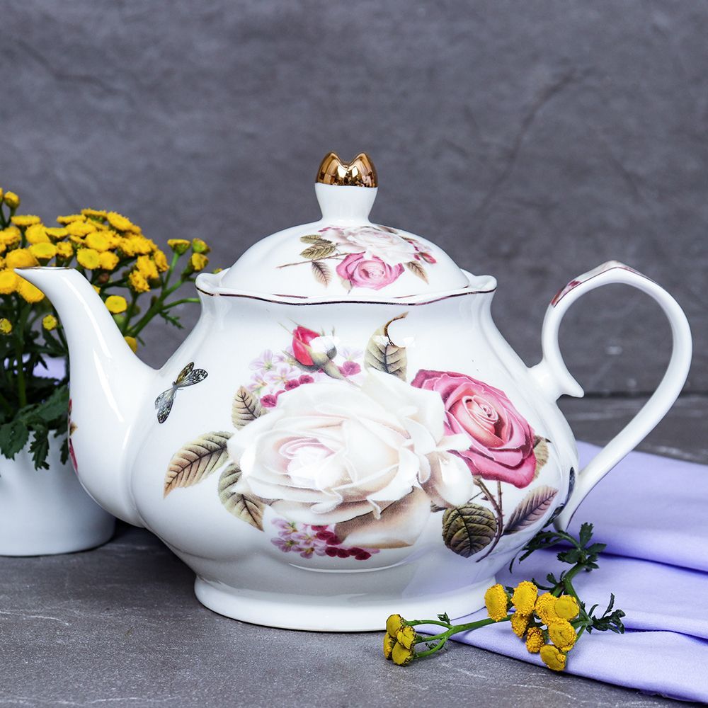 Чайник заварочный "Китайская роза", 800 мл, 19х14х14 см, фарфоровый / 1 ...