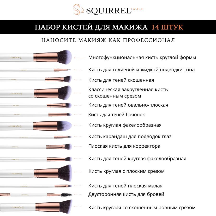 Набор кистей для макияжа, 14 штук. - купить с доставкой по выгодным ...