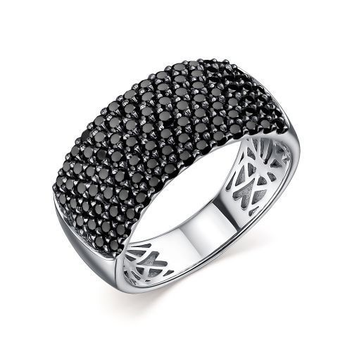 АЛЬКОР Кольцо золотое женское 585 пробы с черными бриллиантами - купить ...