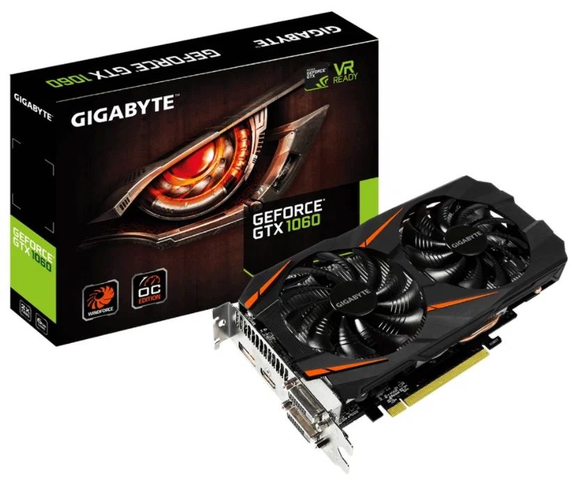 Gigabyte Видеокарта GeForce GTX 1060 Gigabyte Windforse OC 6 ГБ (180951172880)