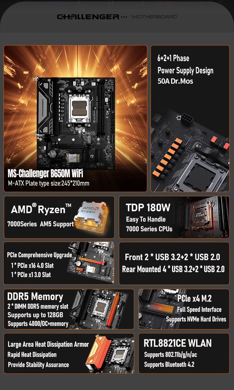Материнская плата maxsun MS-Challenger B650M WIFI купить по низкой цене ...