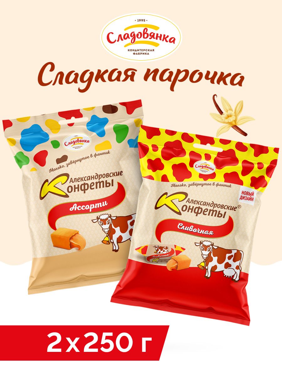 Конфеты Александровские молочные 1 упаковки 1 кг/конфеты коровка ...