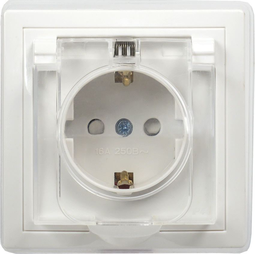 Розетка одноместная с заземляющим контактом с защитной шторкой и ...