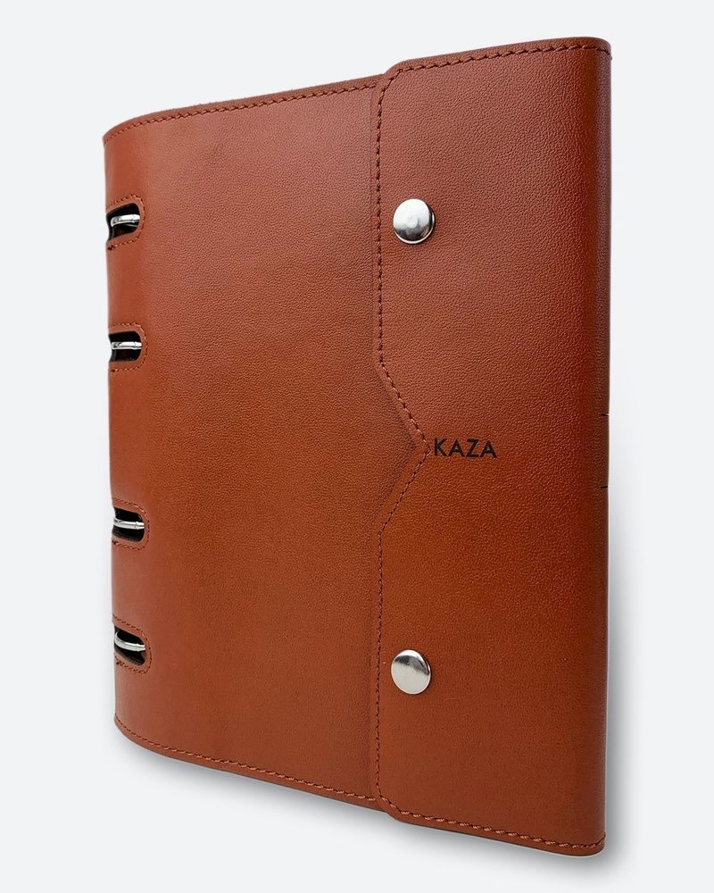 Тетрадь на кольцах со сменным блоком А5 кожа натуральная Zem рыжий KAZA ...