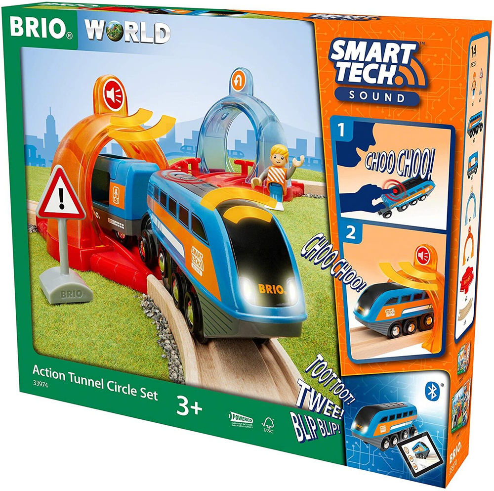 BRIO Smart Tech Sound Набор с поездом и интерактивными тоннелями 33974