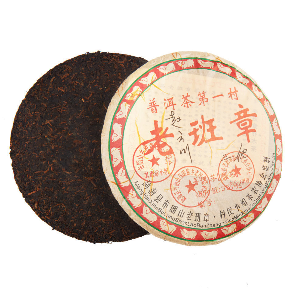 Чай Шу Пуэр блин 357 г "Лао бань Чжан" (красный) (фабрика Цунь Минь ...