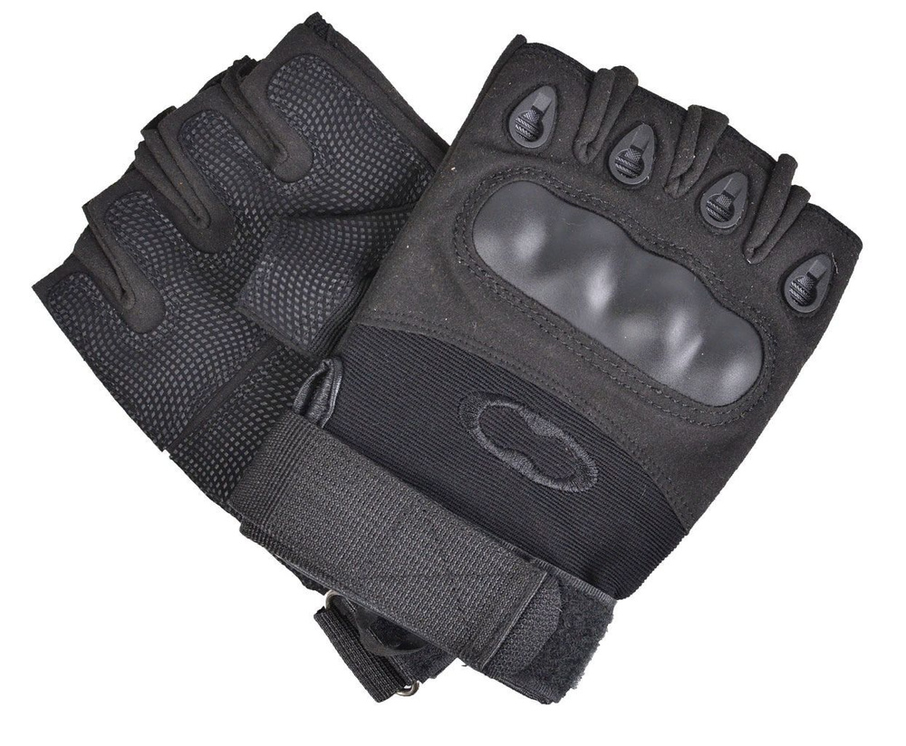 Перчатки тактические без пальцев OPPOWER со вставкой цвет черные Размер: M  #1