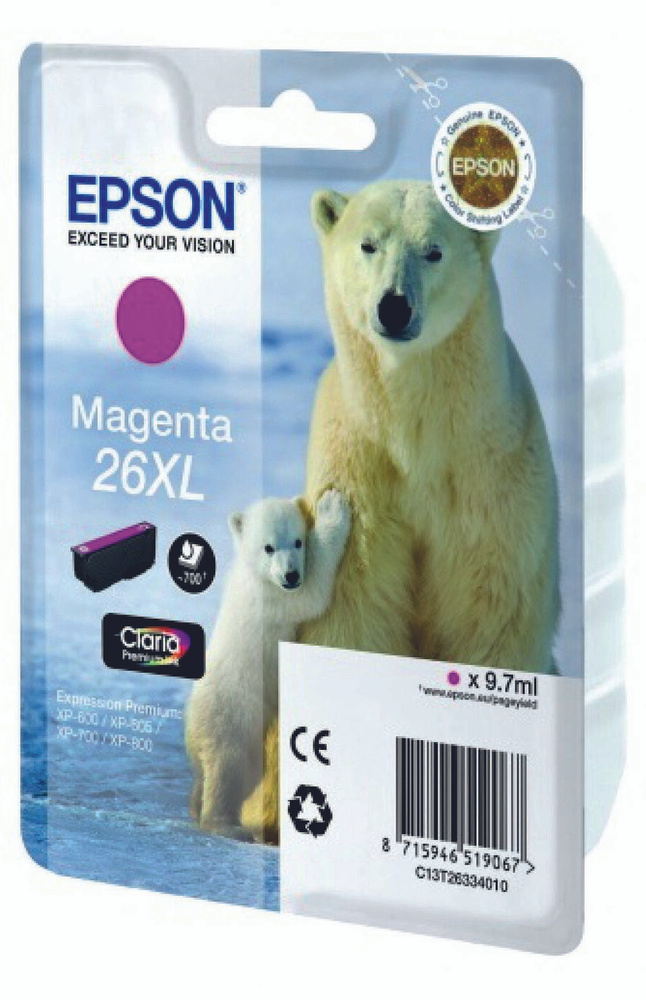 Комплект 4 шт, Картридж струйный Epson T2633 C13T26334012 пурпурный (700стр.) (8.7мл) для Epson XP-600/700/80 #1