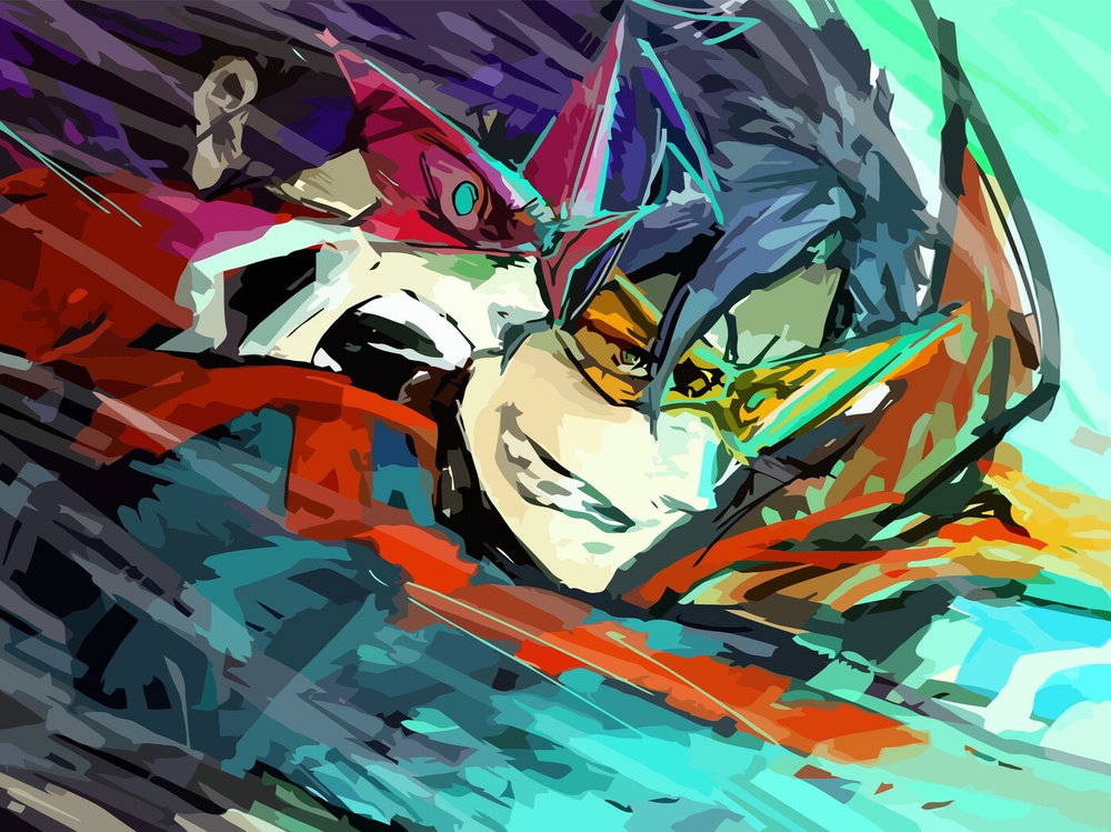 Картина по номерам на холсте аниме гуррен лаганн gurren lagann