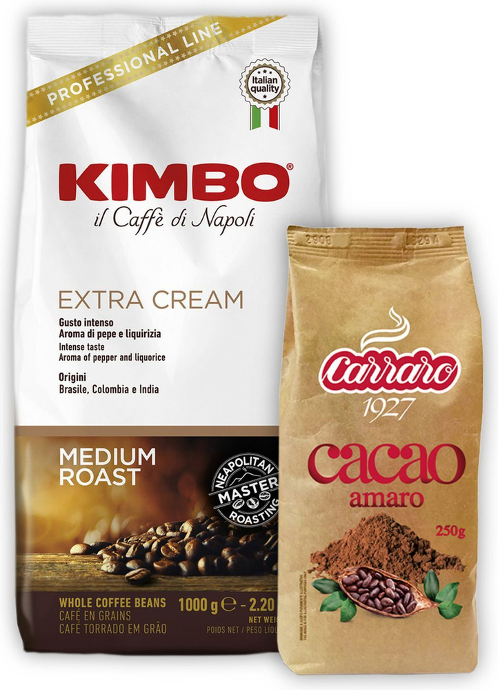 Кофе в зернах Kimbo Extra Cream, арабика, робуста, 1 кг + Растворимое ...