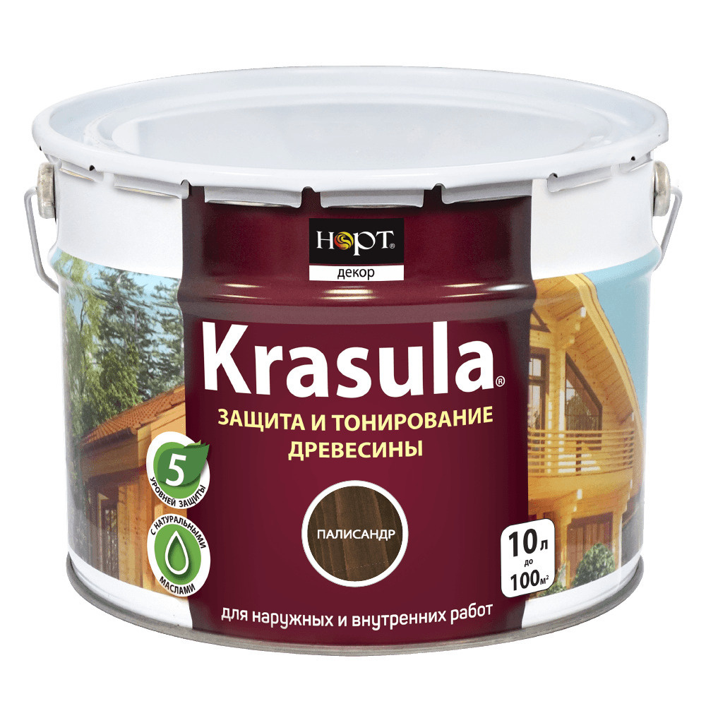Krasula 10л палисандр, Защитно-декоративный состав для дерева и древесины Красула, пропитка, защитная #1