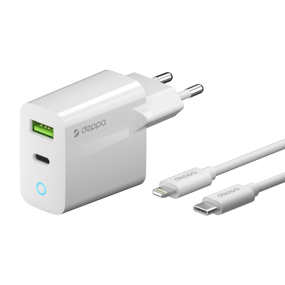 Сетевое зарядное устройство Deppa 11395, 20 Вт, USB Type-C, USB 2.0 .