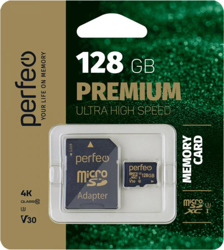 Карта памяти Perfeo microSDXC 128GB High-Capacity (Class 10) UHS-3 V30 ...