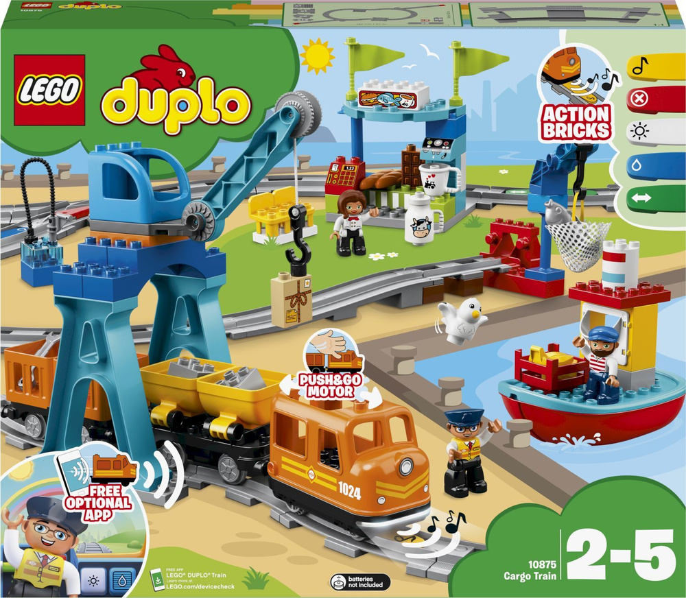 Конструктор LEGO DUPLO Town Грузовой поезд, 105 деталей, 2+, 10875 - купить  с доставкой по выгодным ценам в интернет-магазине OZON (145996120)