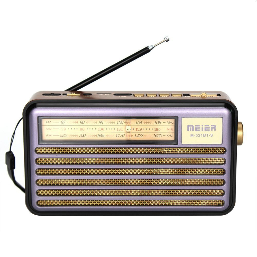 Bluetooth радиоприемник в стиле "Ретро" с солнечной панелью Meier M-521BT-S Purple  #1
