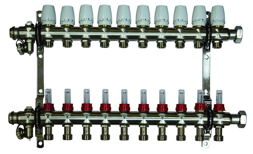 Коллекторная группа 1" х 3/4 с расходомером - 10 контуров Millennium  #1
