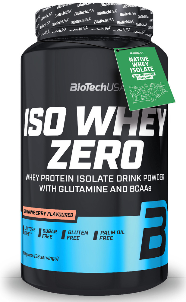 Сывороточный протеин изолят BioTechUSA Iso Whey Zero 908 г. клубника  #1