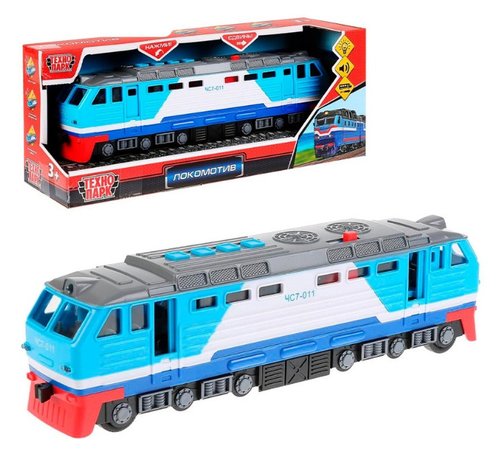 Поезд Локомотив РЖД машинка игрушка Технопарк, 30 см, 4 кнопки, со ...