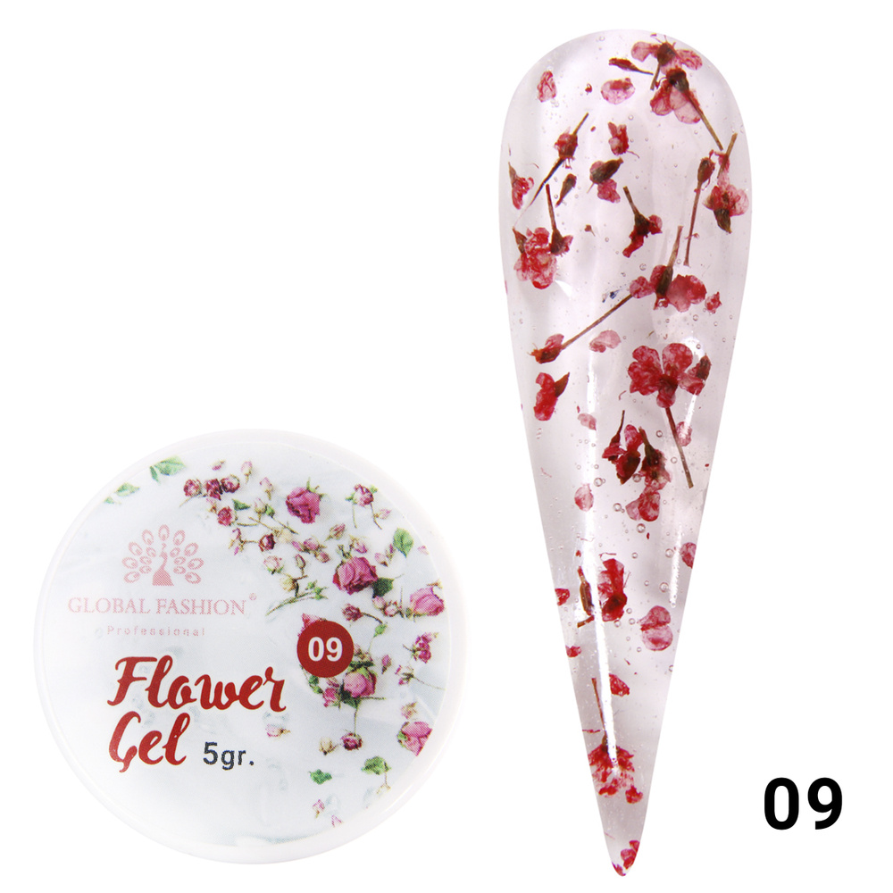 Global Fashion Гель для дизайна ногтей с сухоцветами / сухоцветы для ногтей, Flower Gel, 5 гр 09  #1