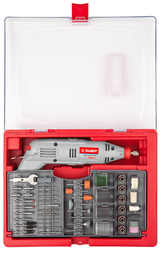 Гравер с набором мини-насадок в кейсе, 176 предметов, ЗУБР ЗГ-130ЭК ...