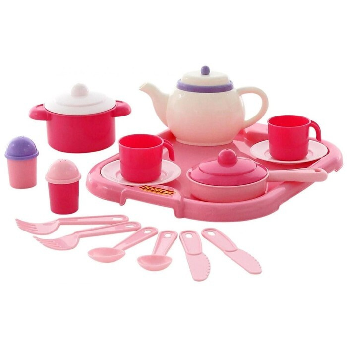 Набор детской посуды Настенька, с подносом на 2 персоны, 19 элементов ...