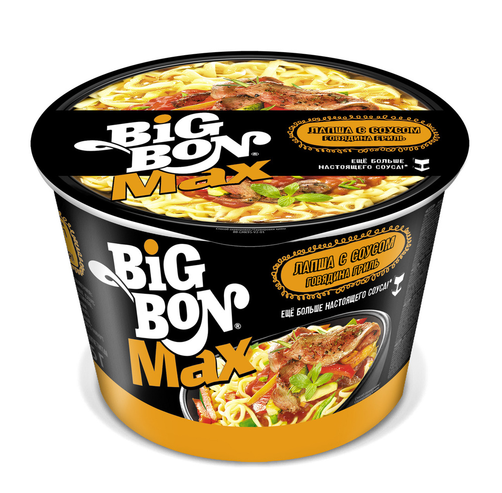 Лапша быстрого приготовления Big Bon Max С говядиной, 95 г - купить с  доставкой по выгодным ценам в интернет-магазине OZON (1223838305)