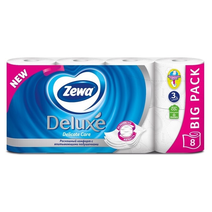 Туалетная бумага Zewa Deluxe, 3 слоя, 8 рулонов - купить с доставкой по ...