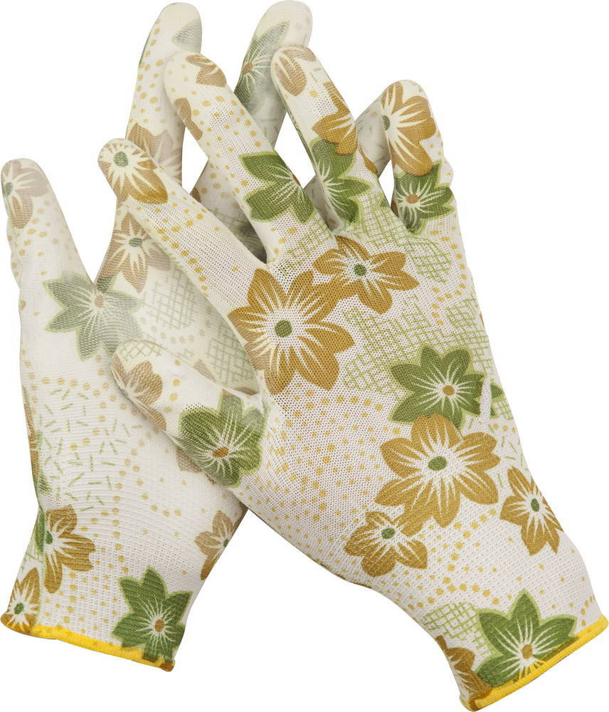 Садовые перчатки GRINDA р. S прозрачное PU покрытие бело-зеленые 11293-S (в упаковке 10 пар)  #1
