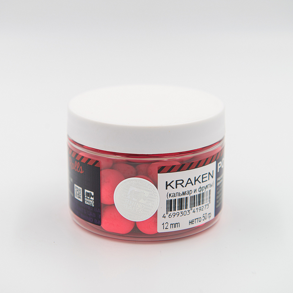 Плавающие бойлы Pop-up, 12 mm, 50 гр, Kraken (кальмар и фрукты), розовый флюро  #1