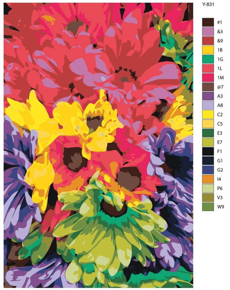 Картина по номерам Y-831 "Букет разноцветных гербер" 60x90 #1