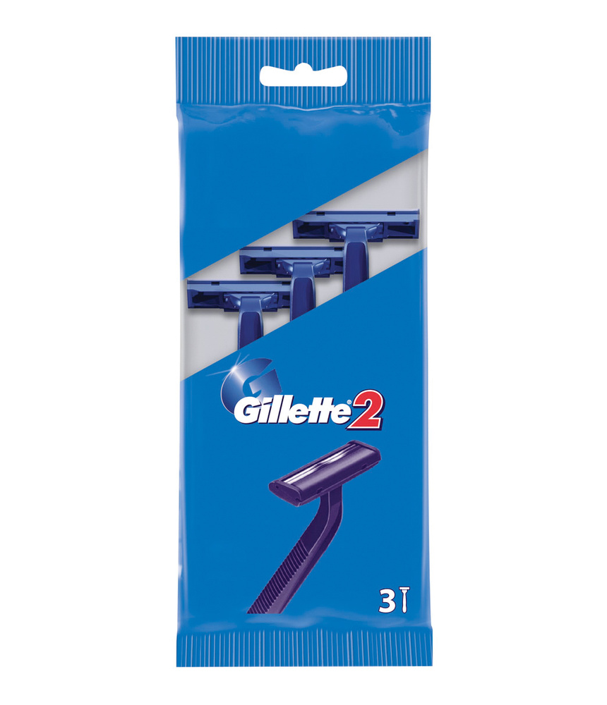 Gillette2 Одноразовые мужские бритвы, с 2 лезвиями, 3, фиксированная головка  #1