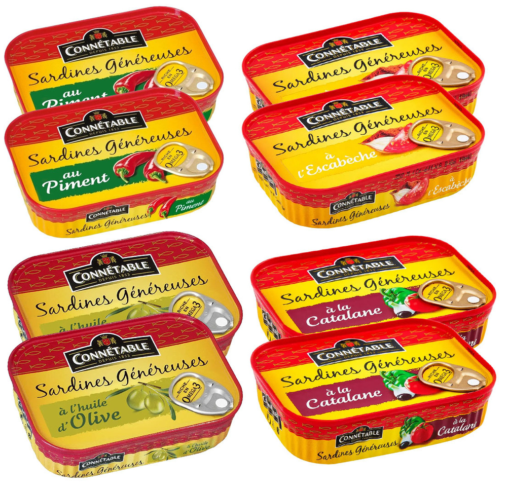 Сардины Ассорти (Перец, Эскабече, Оливковое масло, Каталонский соус ...