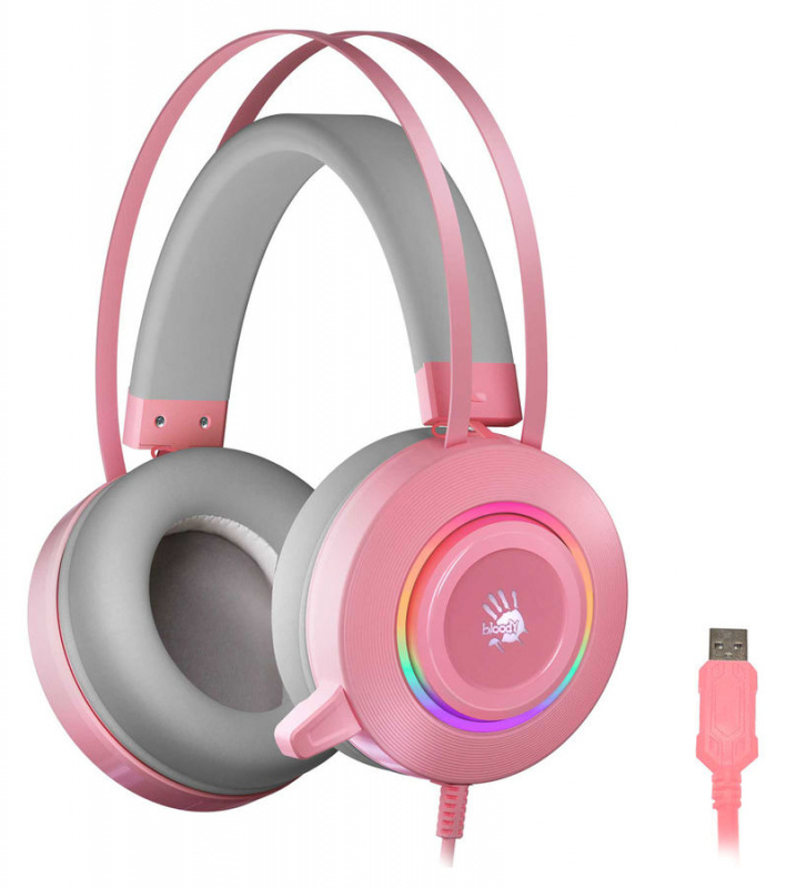 Игровые наушники A4Tech Bloody G521 розовый 2.3 м мониторные USB ...