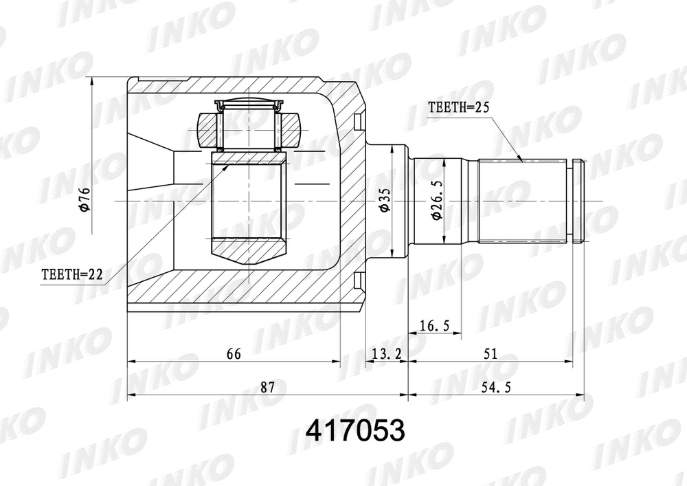 ZIKMAR z87809r шрус внутренний. Inko 410012. Шрус patron pcv1162. 480048 Inko шрус внутренний 25/22.