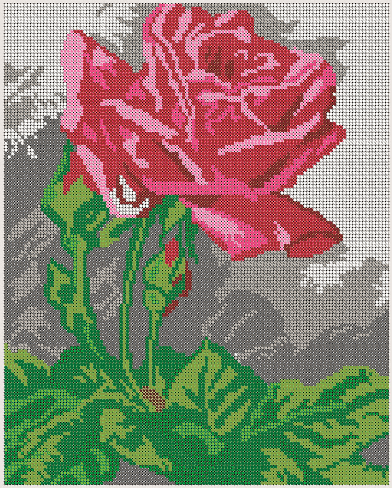 Розовые розы Электронная схема для вышивания крестиком КВИХ - Клуб Рукоделия