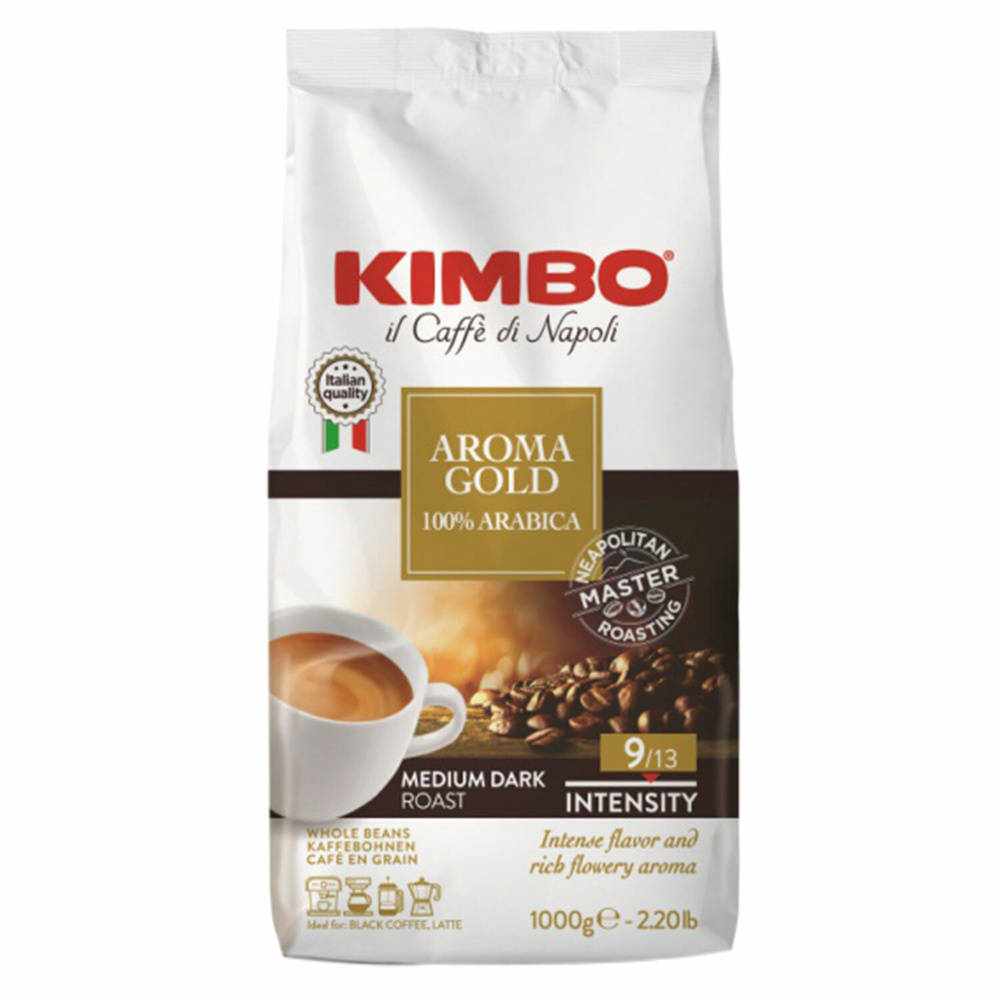 Кофе в зернах KIMBO "Aroma Gold" 1 кг, арабика 100%, ИТАЛИЯ. Комплект - 1шт.  #1