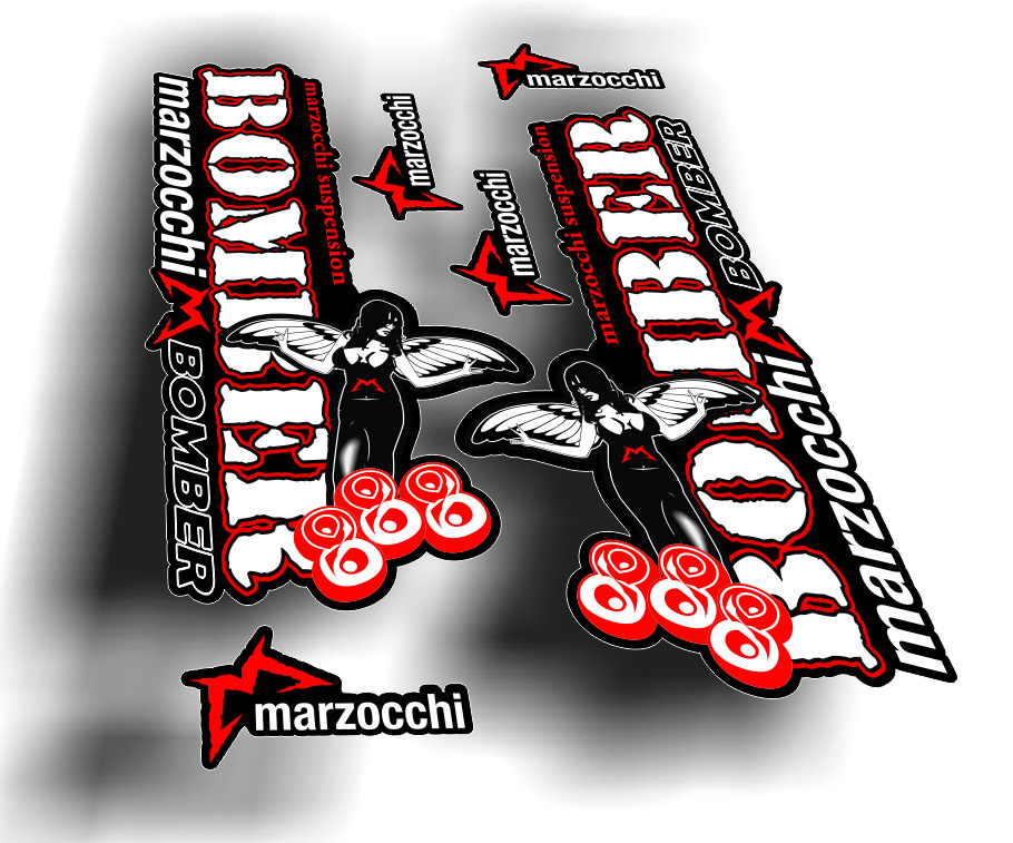 Marzocchi Bomber 888 черно-красный глянцевый, наклейки на вилку для велосипеда, MTB Stickers  #1